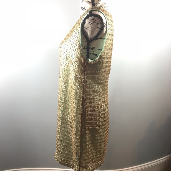 Anthropologie metallic Golden Sequin Shift Dress - Picture 8 of 8